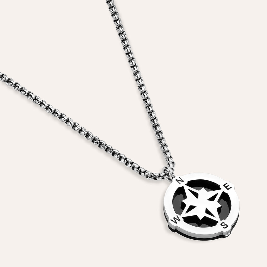 Collana Man Code Acciaio Bicolore Bianco / Nero