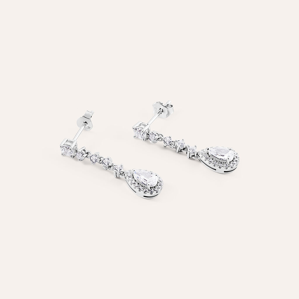 Orecchini Pendenti Silver Elegance Argento Rodiato Cubic Zirconia