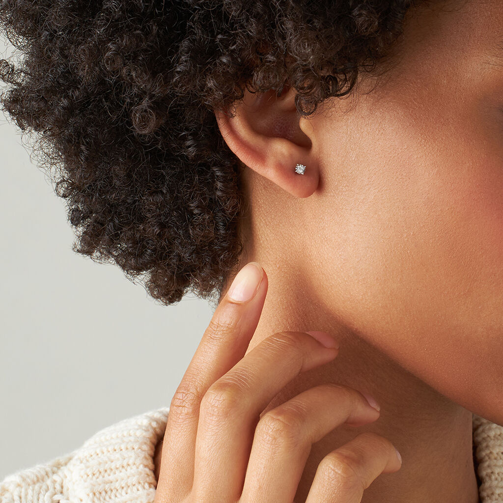 Orecchini Lobo Punto Luce Diamotion Oro Bianco Diamante