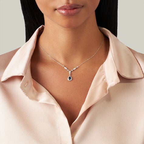 Collana Elizabeth Crown Oro Bianco Zaffiro Diamante - Collane Donna | Stroili