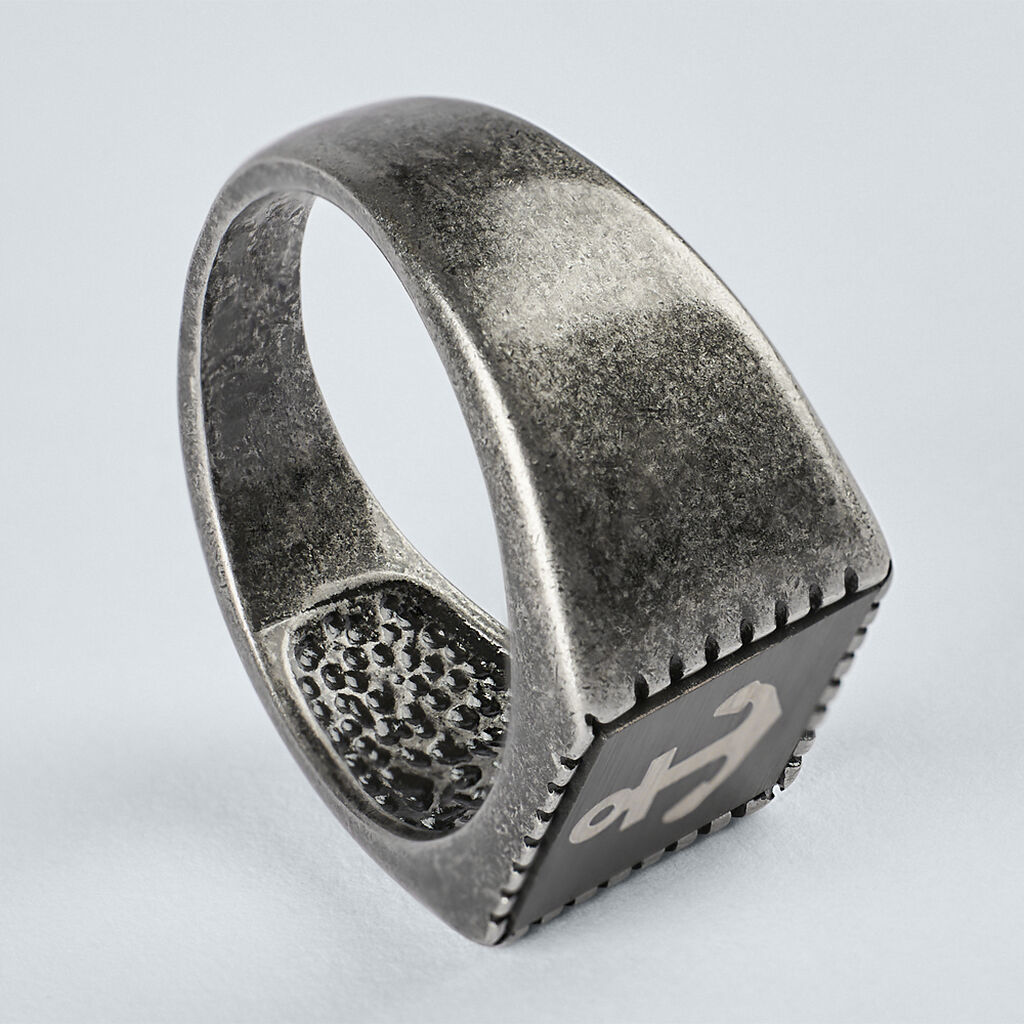 Anello Chevalier Man Code Acciaio Bicolore Bianco / Nero