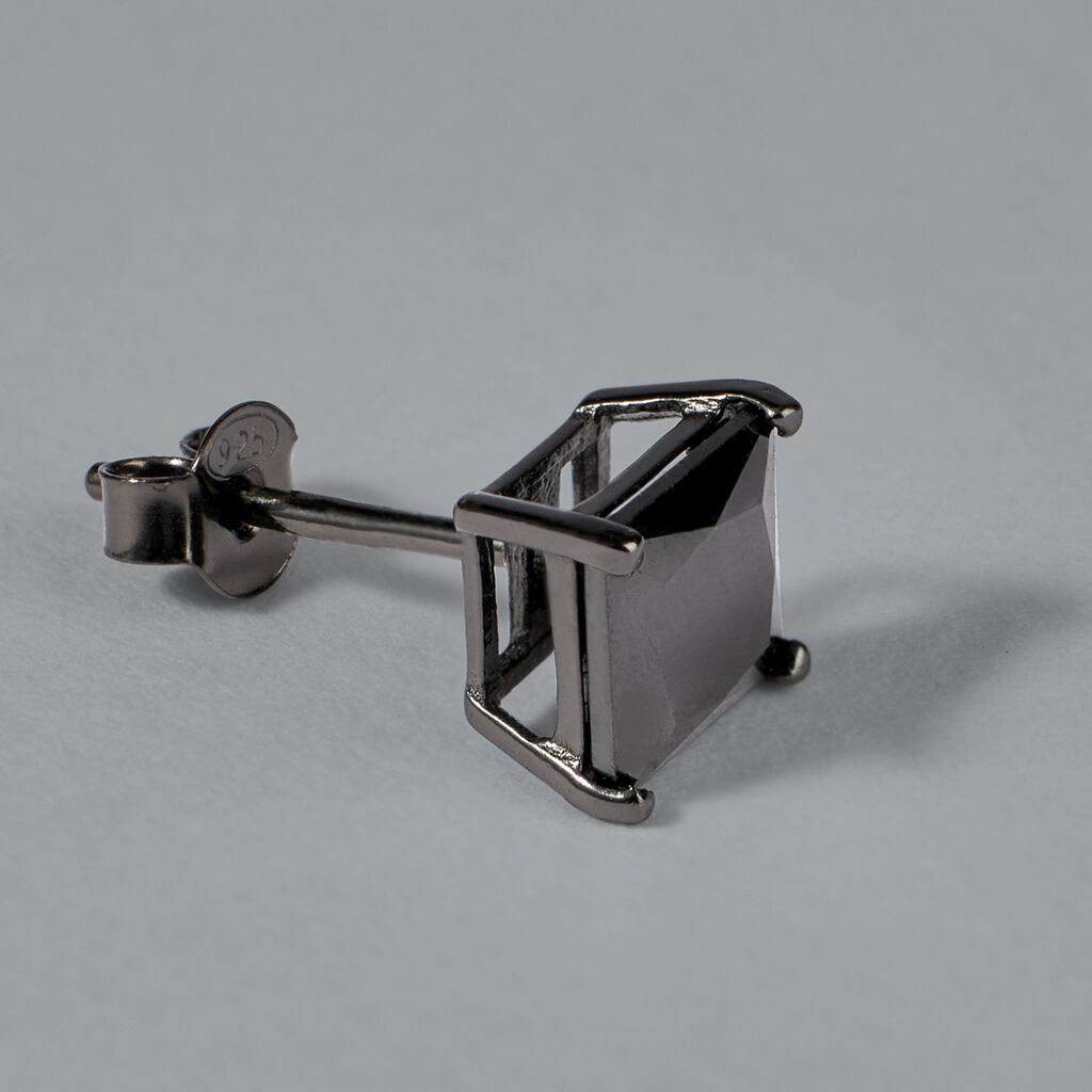 Orecchini Lobo Punto Luce Gentleman Argento Nero Cubic Zirconia