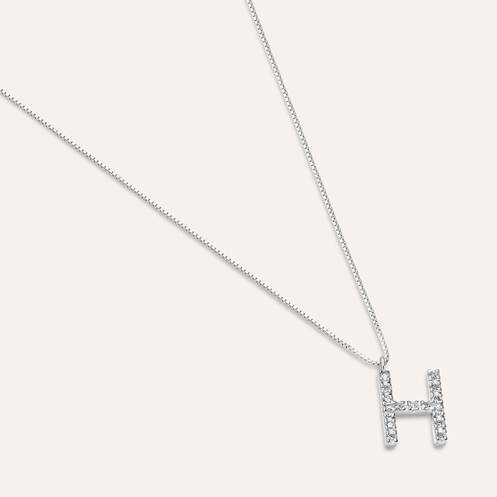 Collana Diamond Letters Oro Bianco Diamante
