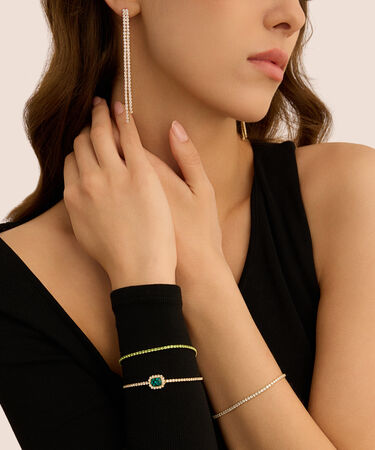 Bracciale Tennis Romantic Shine Metallo Dorato Cristallo