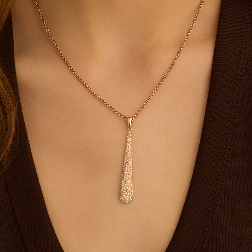 Collana Aura Acciaio Rosa Cristallo