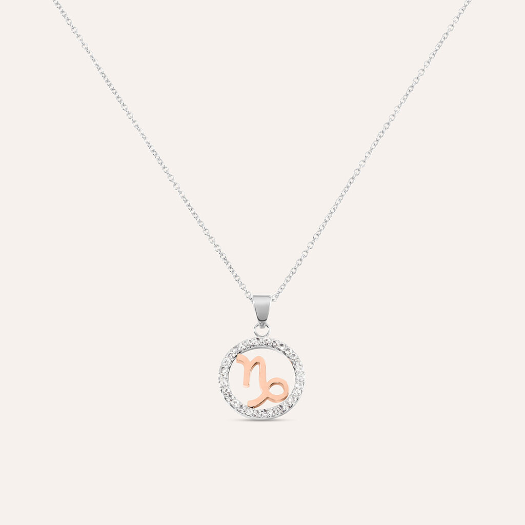 Collana Sunrise Acciaio Bicolore Bianco / Rosa Cubic Zirconia
