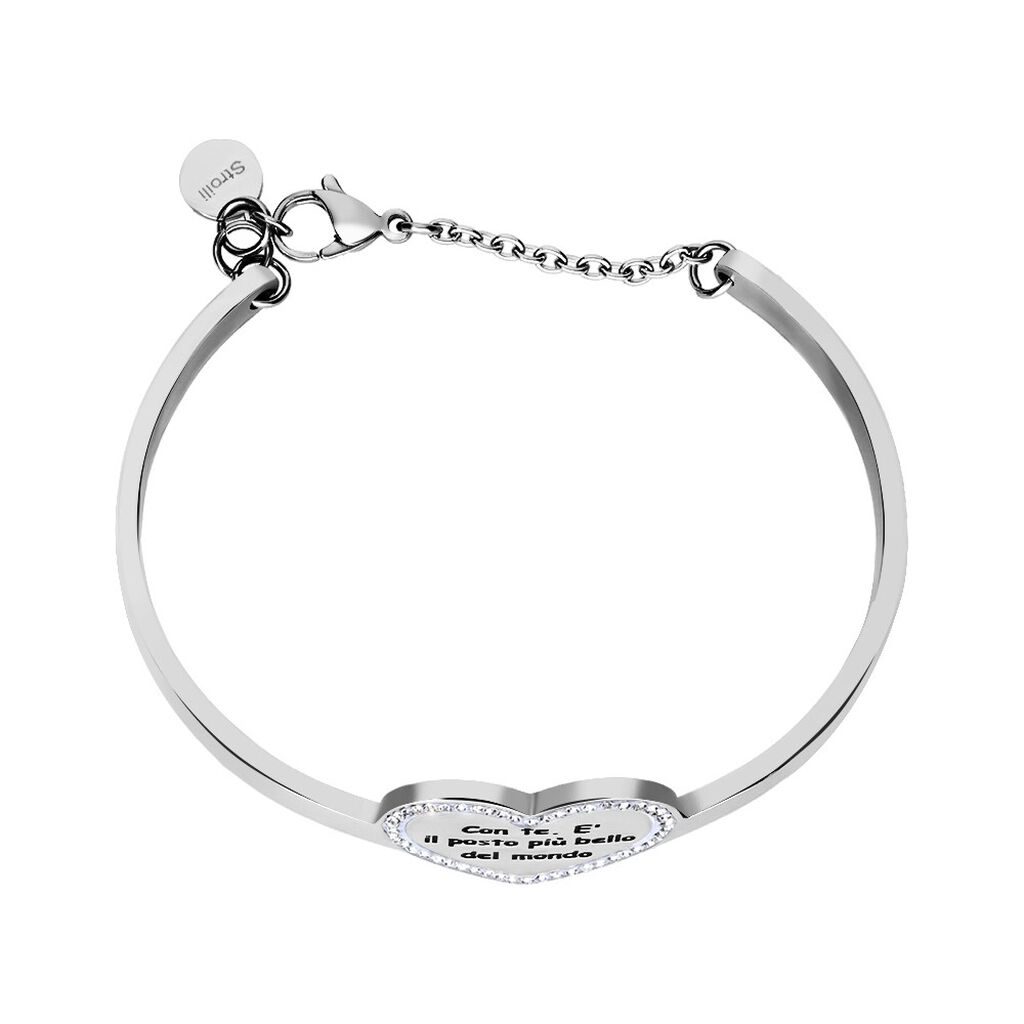 Bangle Lady Message Acciaio Cristallo - Bracciali Rigidi Donna | Stroili