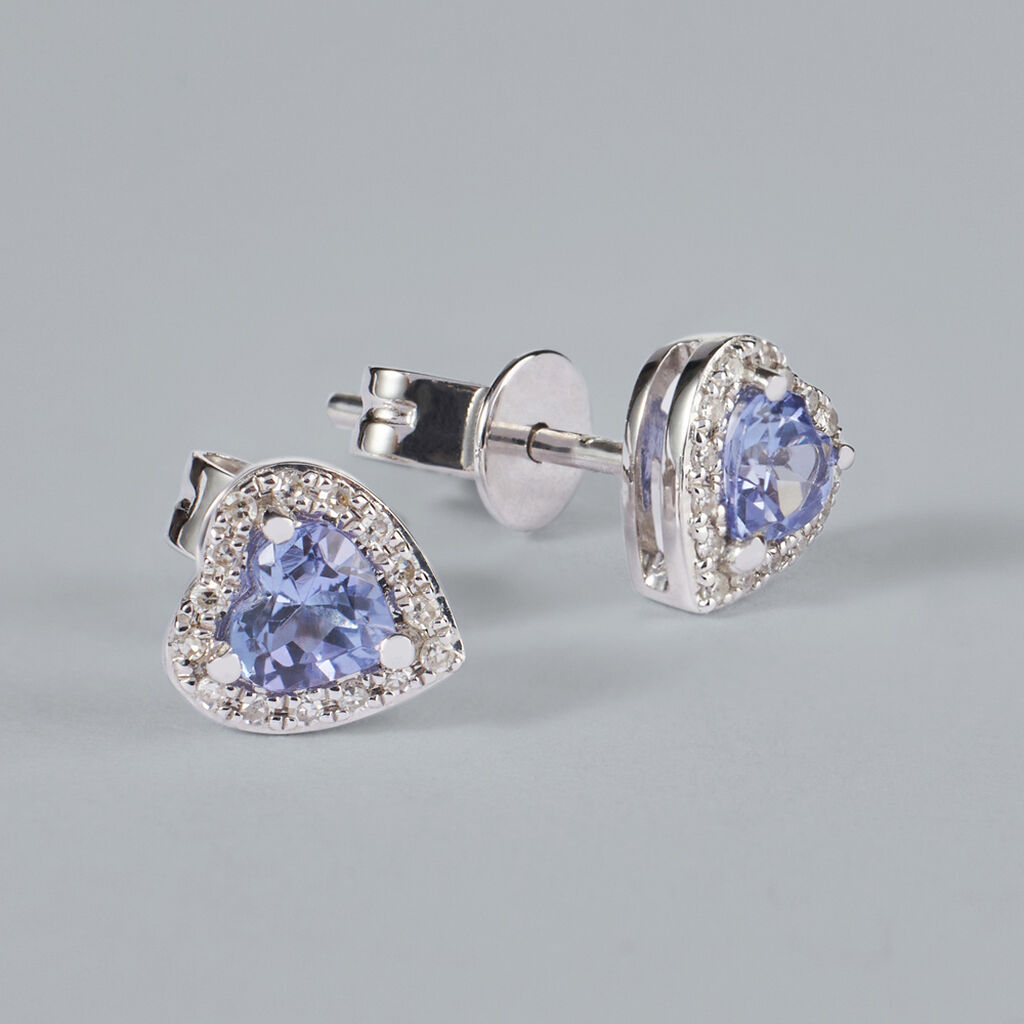 Orecchini Lobo Jasmine Oro Bianco Tanzanite Diamante - Orecchini a Lobo Donna | Stroili