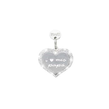 Charm in argento rodiato e glitter