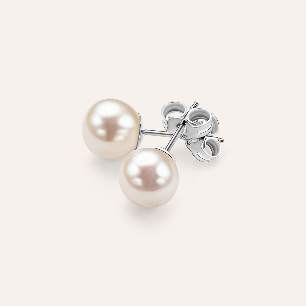 Orecchini Lobo Gabrielle Oro Bianco Perla D'Acqua Dolce - Orecchini a Lobo Donna | Stroili