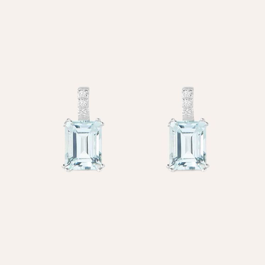 Orecchini Lobo Acquamarina Oro Bianco Acquamarina Diamante