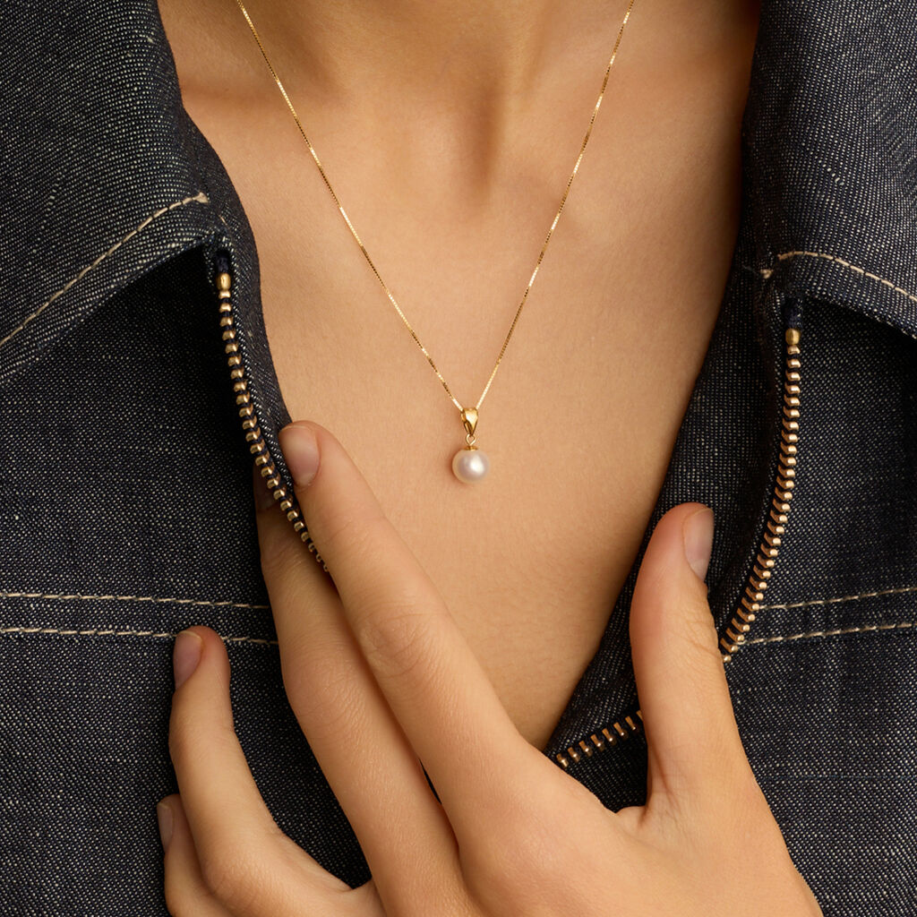 Collana Gabrielle Oro Giallo Perla D'Acqua Dolce