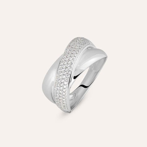 Anello Fascia Claire Oro Bianco Cubic Zirconia - Anelli a Fascia Larga Donna | Stroili