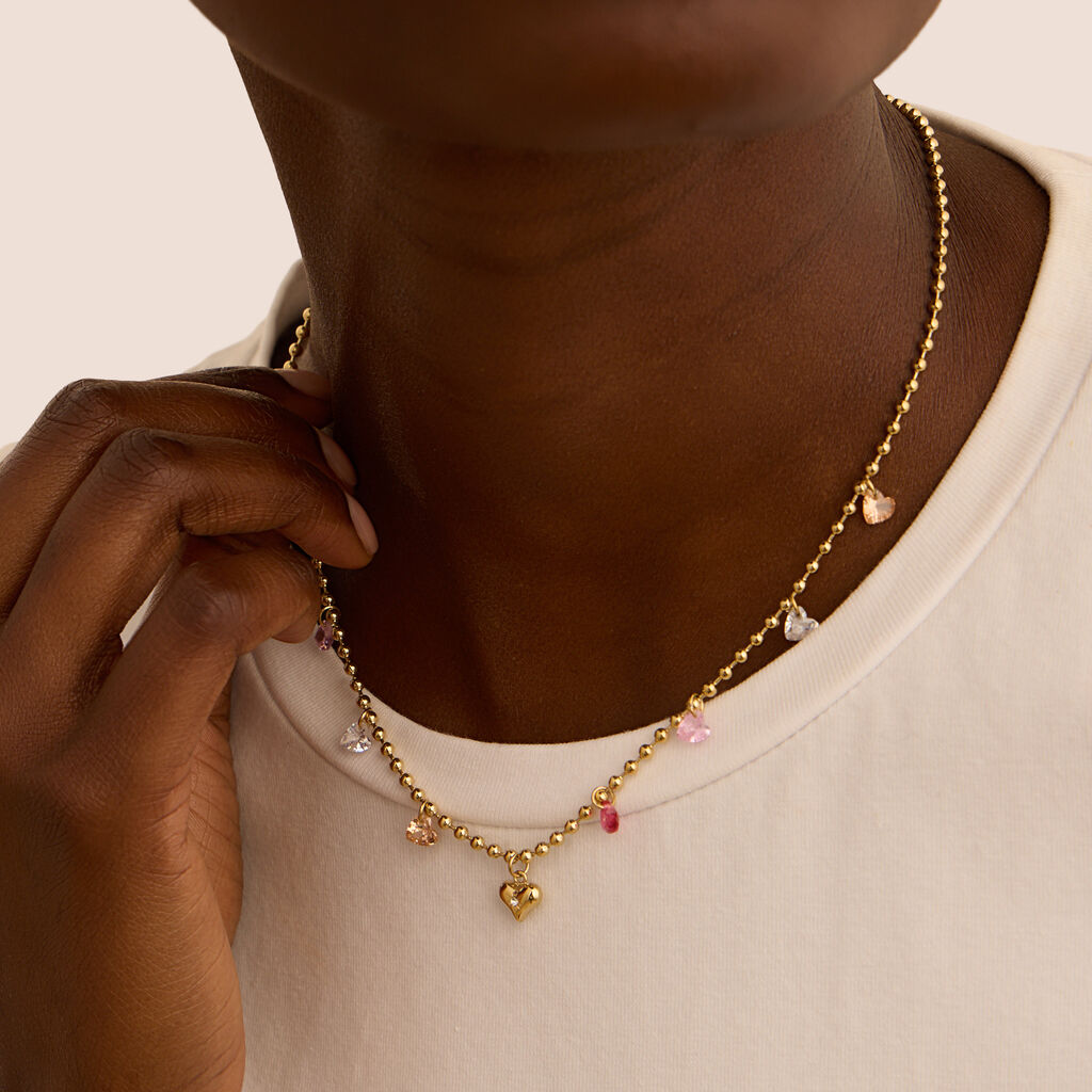 Collana Radiance Acciaio Dorato Cristallo