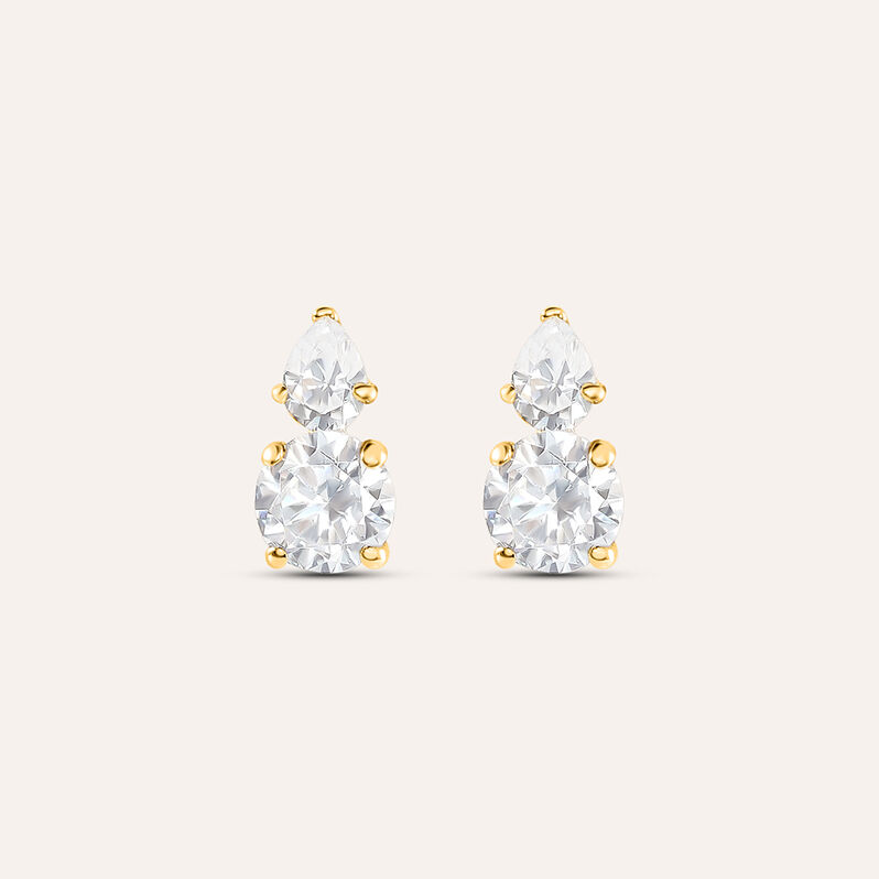 Orecchini Lobo Doppio Punto Luce Claire Oro Giallo Cubic Zirconia - Orecchini a Lobo Donna | Stroili