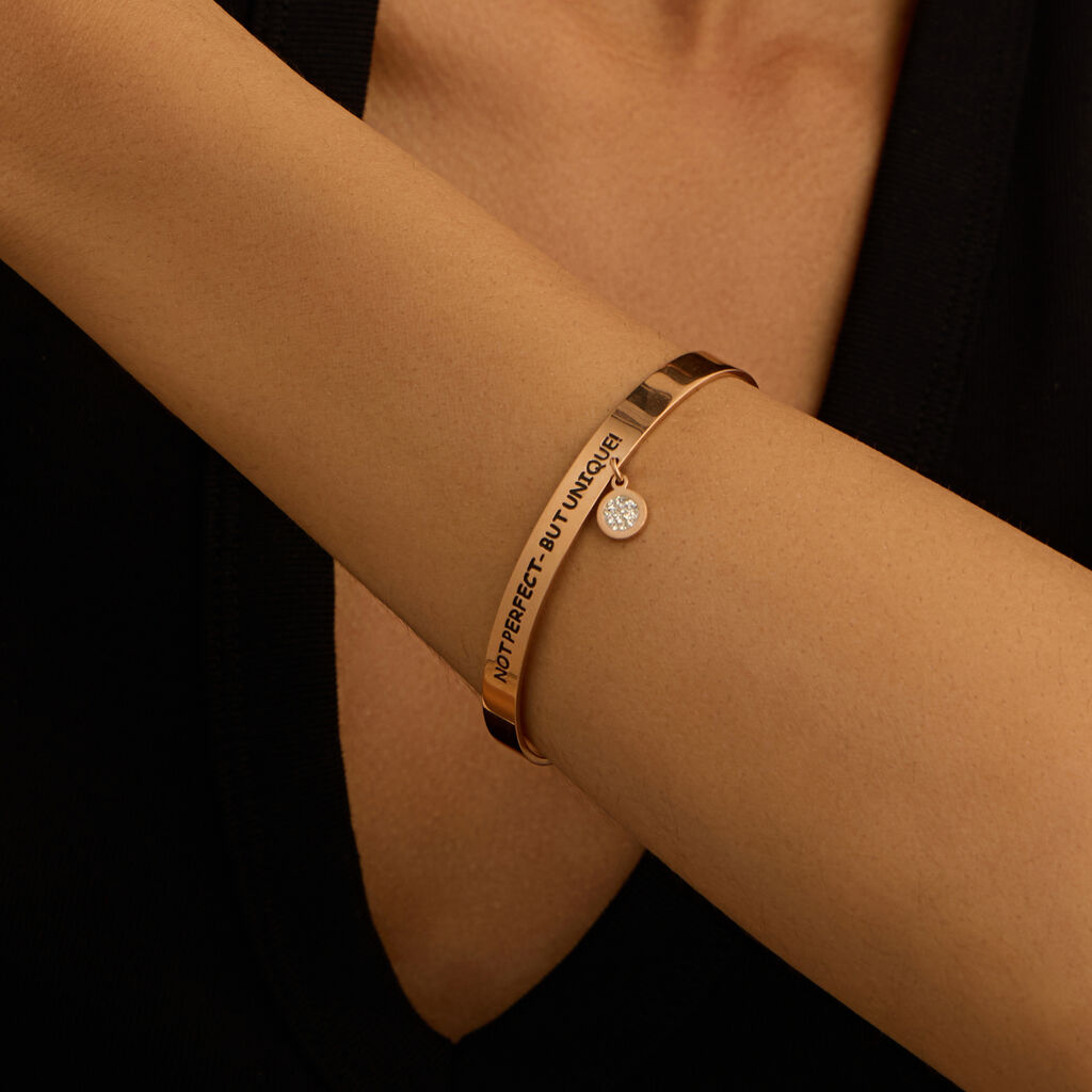 Bangle Lady Message Acciaio Rosa Cristallo - Bracciali Rigidi Donna | Stroili