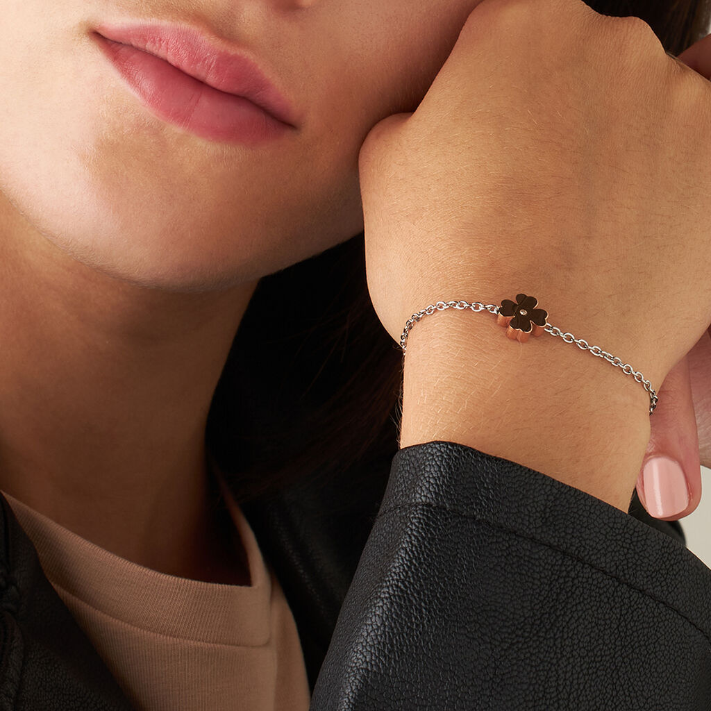 Bracciale Lady Chic Acciaio Bicolore Bianco / Rosa Cristallo - Bracciali Donna | Stroili