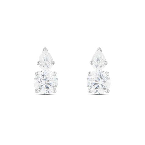 Orecchini Lobo Doppio Punto Luce Claire Oro Bianco Cubic Zirconia - Orecchini a Lobo Donna | Stroili