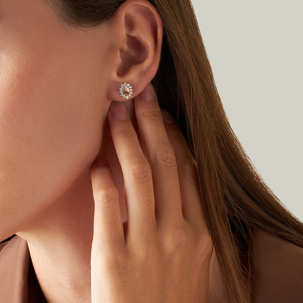 Orecchini Lobo Jasmine Oro Rosa Morganite Diamante - Orecchini a Lobo Donna | Stroili