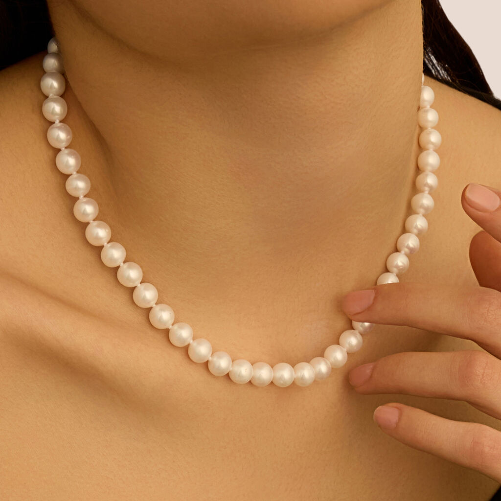 Collana Gabrielle Oro Bianco Perla D'Acqua Dolce