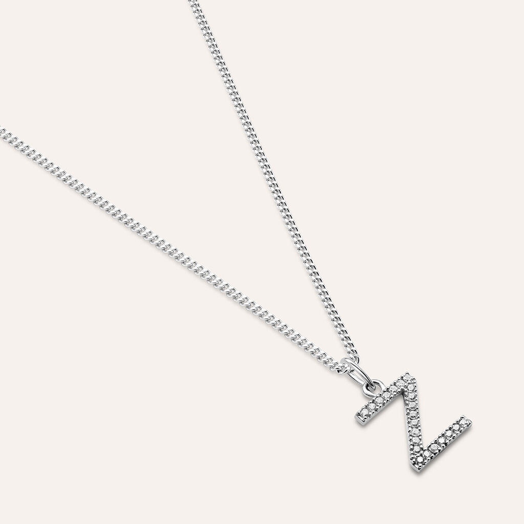 Pendente Po&egrave;me Oro Bianco Cubic Zirconia