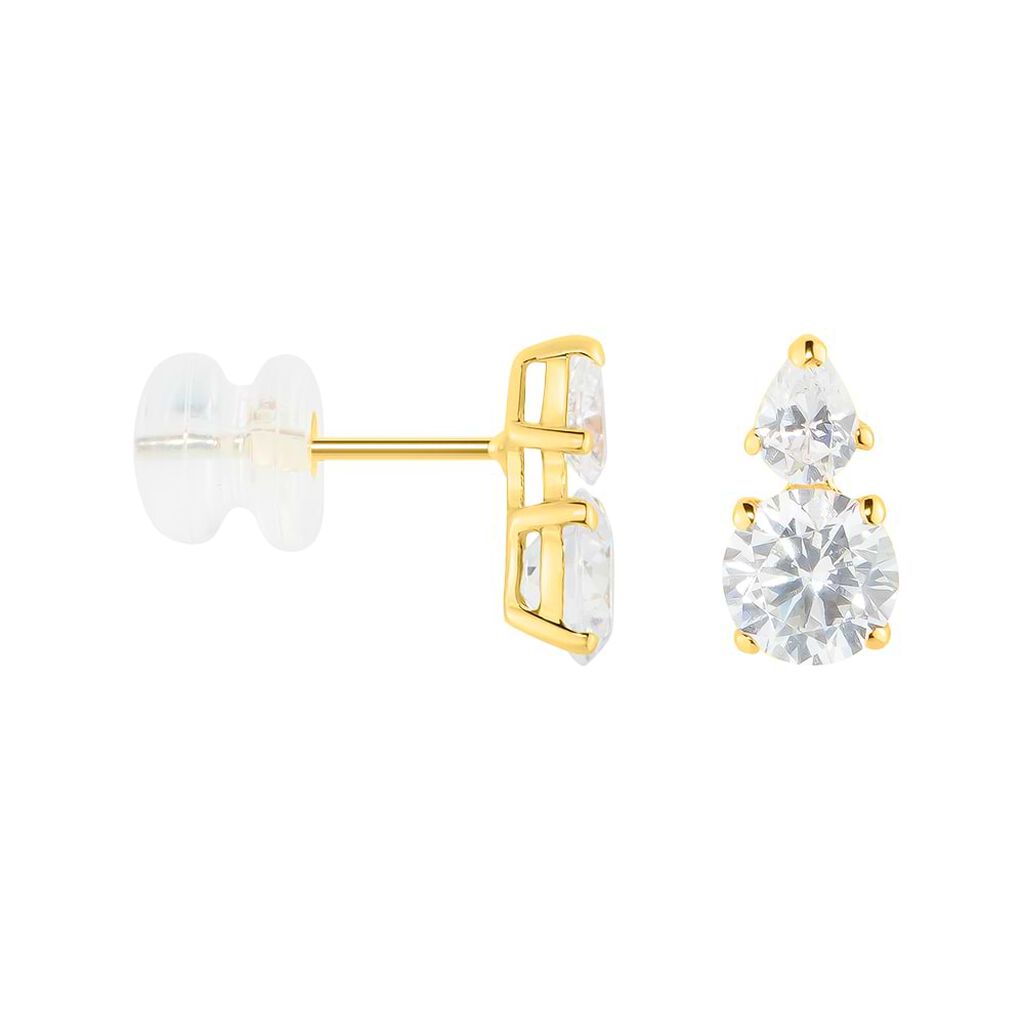 Orecchini Lobo Doppio Punto Luce Claire Oro Giallo Cubic Zirconia - Orecchini a Lobo Donna | Stroili