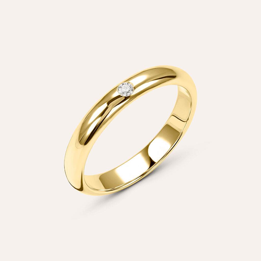 Fede Classica Leggera 3.2 mm Oro Giallo Diamante - Anelli con Incisione Unisex | Stroili
