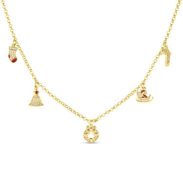 Collana Christmas Collection Ottone Dorato Cristallo