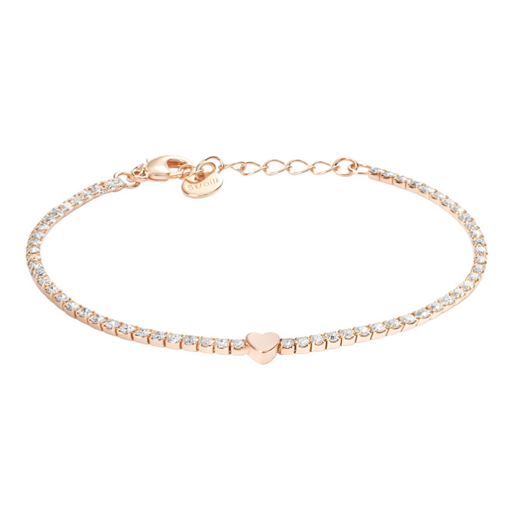 Bracciale Tennis Romantic Shine Metallo Rosa Cristallo - Bracciali Tennis Donna | Stroili