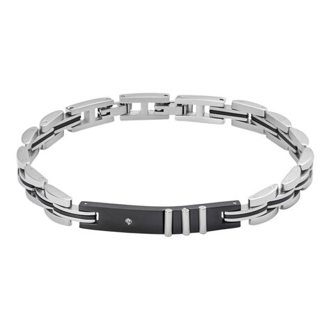 Bracciale Man Code Acciaio Bicolore Bianco / Nero Cubic Zirconia - Bracciali Uomo | Stroili