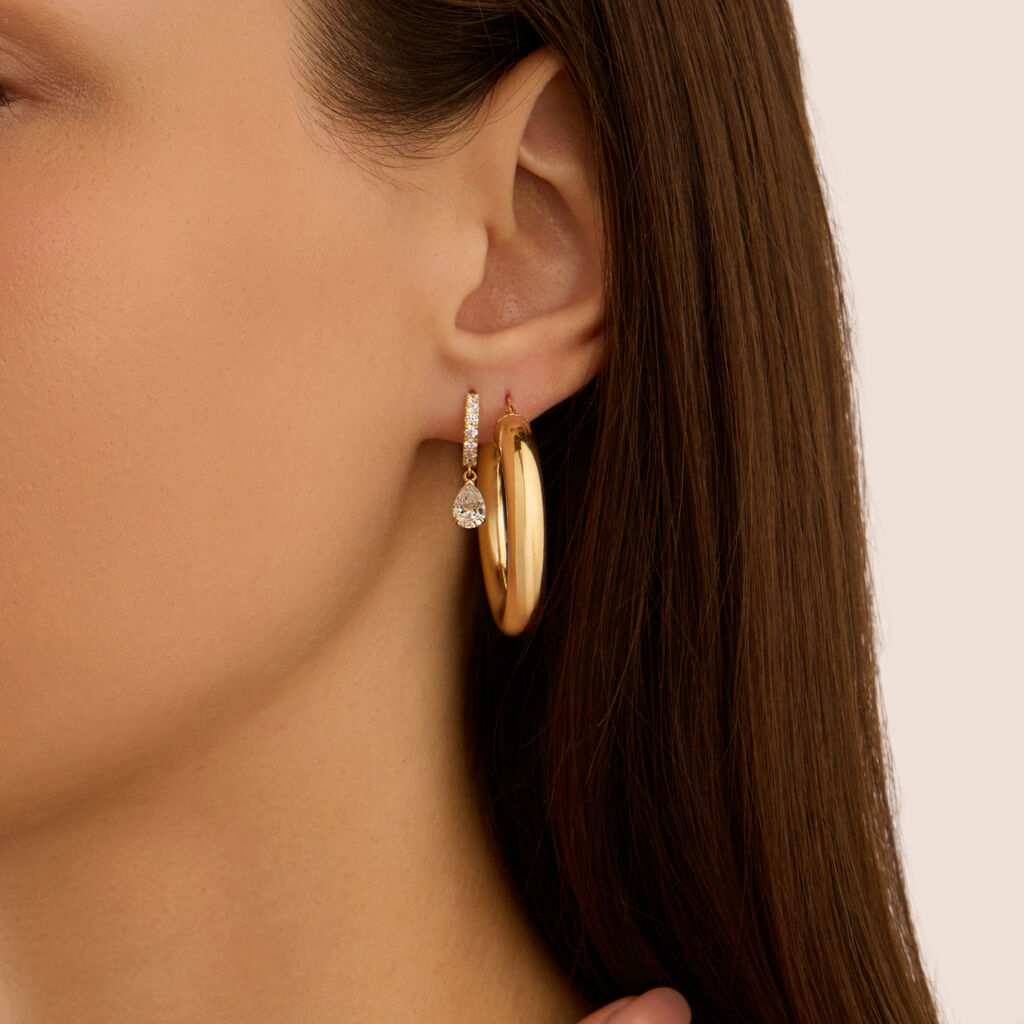 Orecchini A Cerchio Toujours Oro Giallo Cubic Zirconia