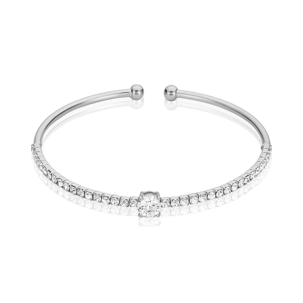 Bangle in metallo rodiato e strass - Bracciali Donna | Stroili