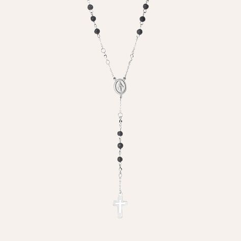 Collana Rosario Man Code Acciaio Pietra lavica - Collane Rosario Uomo | Stroili