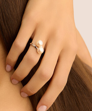 Anello Contrarie Silver Pearls Argento Rodiato Perla sintetica