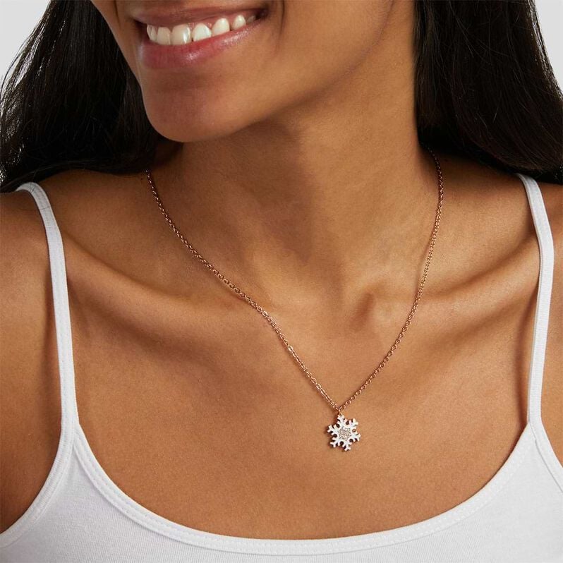 Collana Lady Sweet Acciaio Rosato Fiocco di neve e Cristalli - Collane Donna | Stroili
