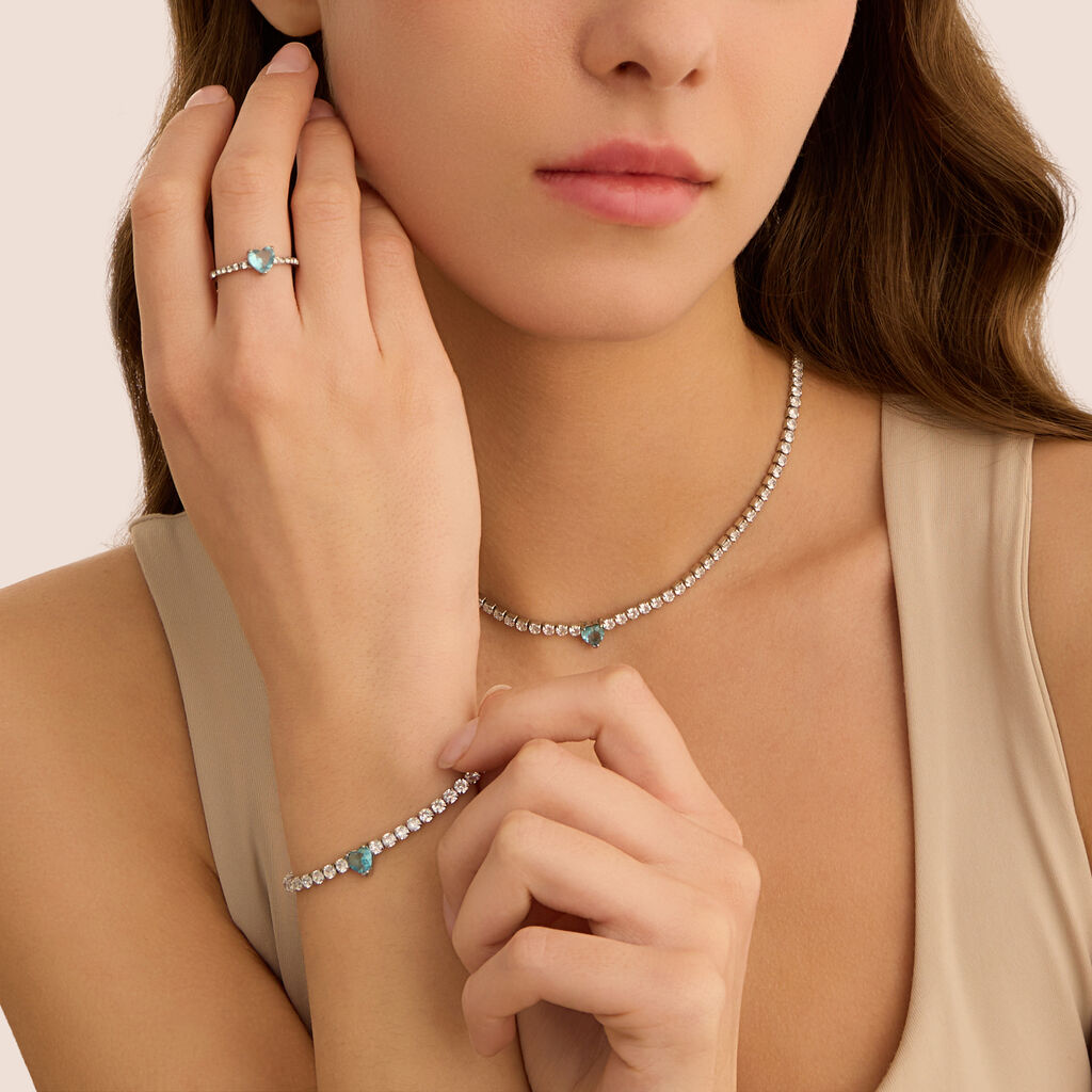 Anello Solitario Aura Acciaio Cristallo