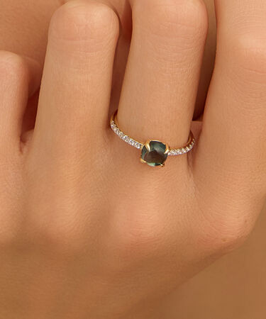 Anello Solitario Am&eacute;lie Oro Giallo Topazio Cubic Zirconia