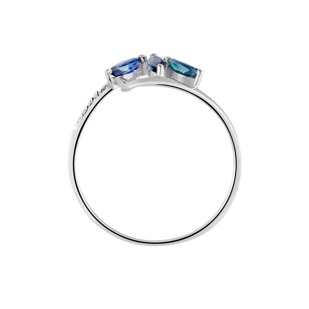 Anello Fantasia Charlotte Oro Bianco Zaffiro Diamante - Anelli con Pietre Donna | Stroili