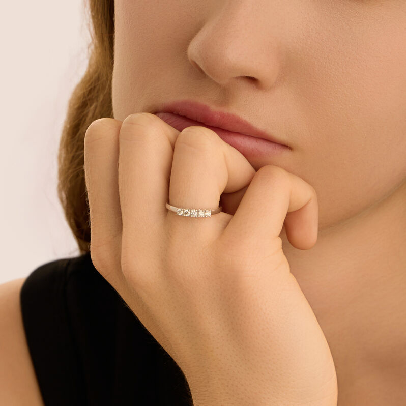 Anello Riviere Grace Oro Bianco Diamante - Anelli Riviere Donna | Stroili