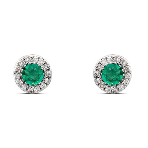 Orecchini Lobo Punto Luce Elizabeth Crown Oro Bianco Smeraldo Diamante - Orecchini a Lobo Donna | Stroili