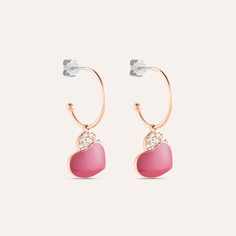 Orecchini A Cerchio Lady Sweet Acciaio Rosa Cristallo - Orecchini a Cerchio Donna | Stroili