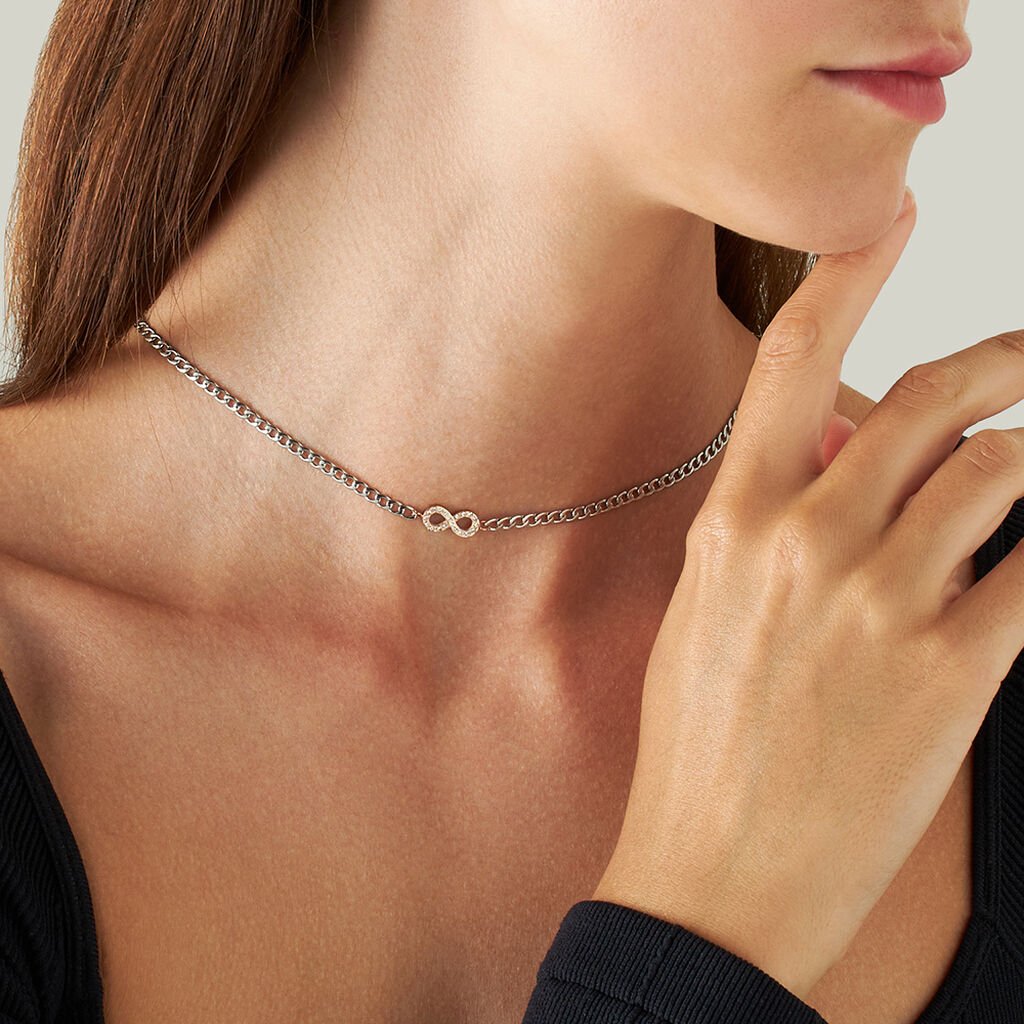 Collana Lady Chic Acciaio Bicolore Bianco / Rosa Cristallo - Collane Donna | Stroili