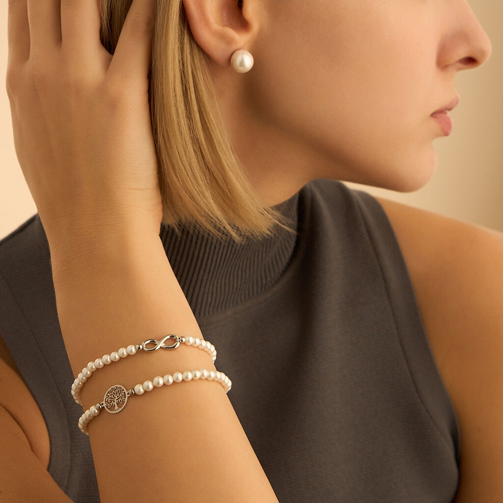 Bracciale Silver Pearls Argento Rodiato Perla sintentica - Bracciali Love Donna | Stroili