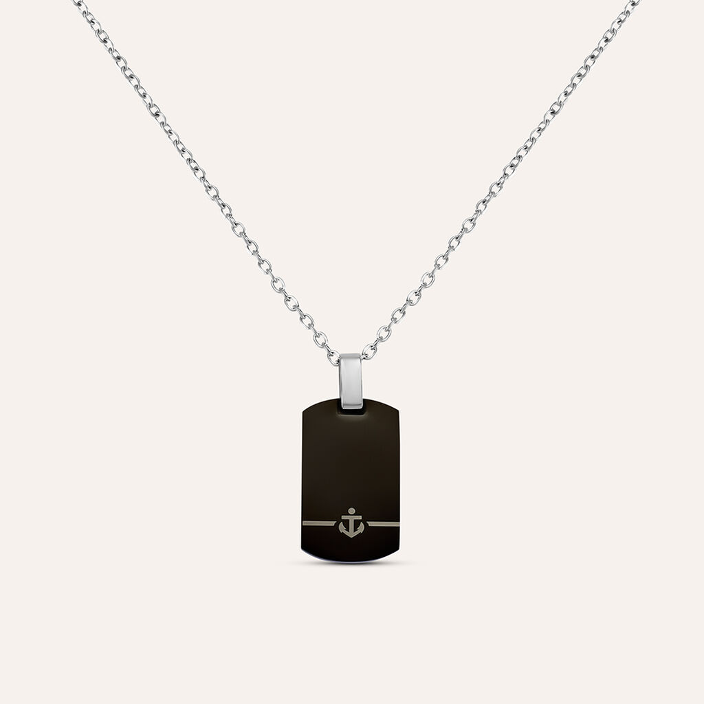 Collana Man Code Acciaio Bicolore Bianco / Nero