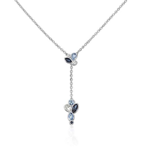 Collana con pendente in metallo rodiato e pietre colore blu - Collane Donna | Stroili