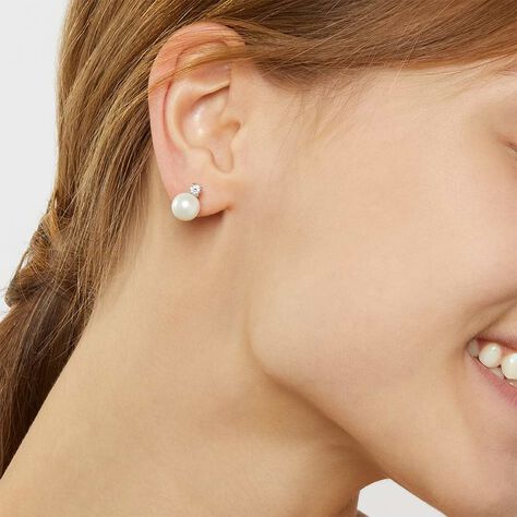 Orecchini Lobo Silver Pearls Argento Rodiato Perla sintentica Cubic Zirconia - Orecchini a Lobo Donna | Stroili
