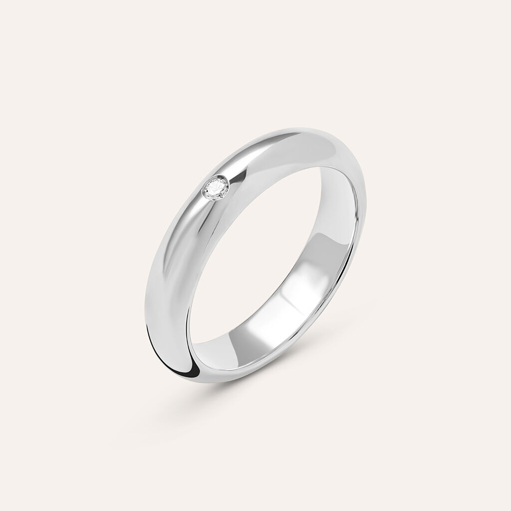 Fede Classica Leggera 4 mm Oro Bianco Diamante - Anelli con Incisione Unisex | Stroili