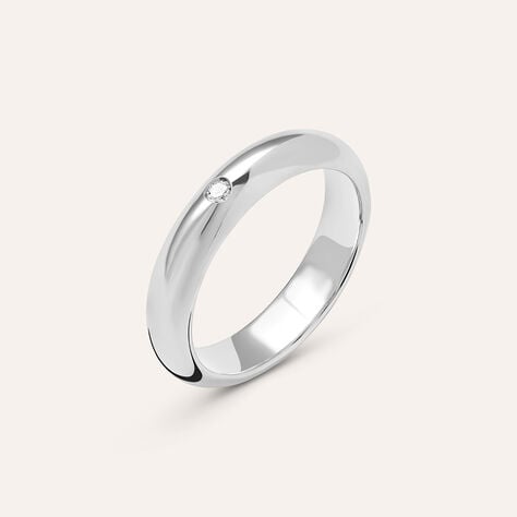 Fede Classica Leggera 4 mm Oro Bianco Diamante - Anelli con Incisione Unisex | Stroili