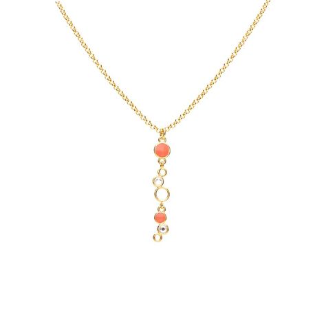 Collana in ottone rosato con cristalli e smalto arancione - Collane Donna | Stroili