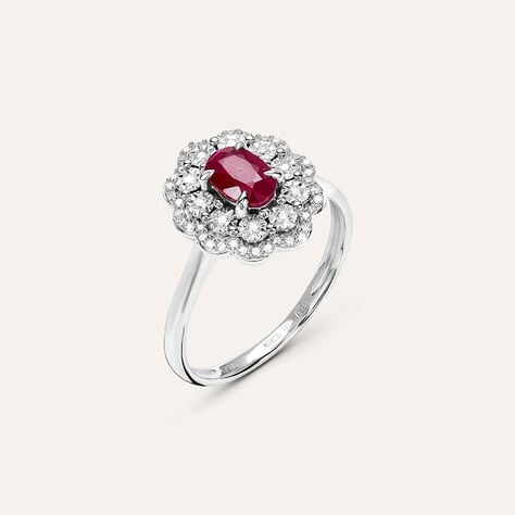 Anello Solitario Elizabeth Crown Oro Bianco Rubino Diamante - Anelli con Pietre Donna | Stroili